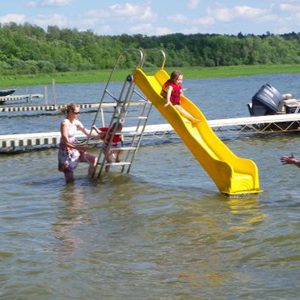 The water slide is always a popular attraction. 